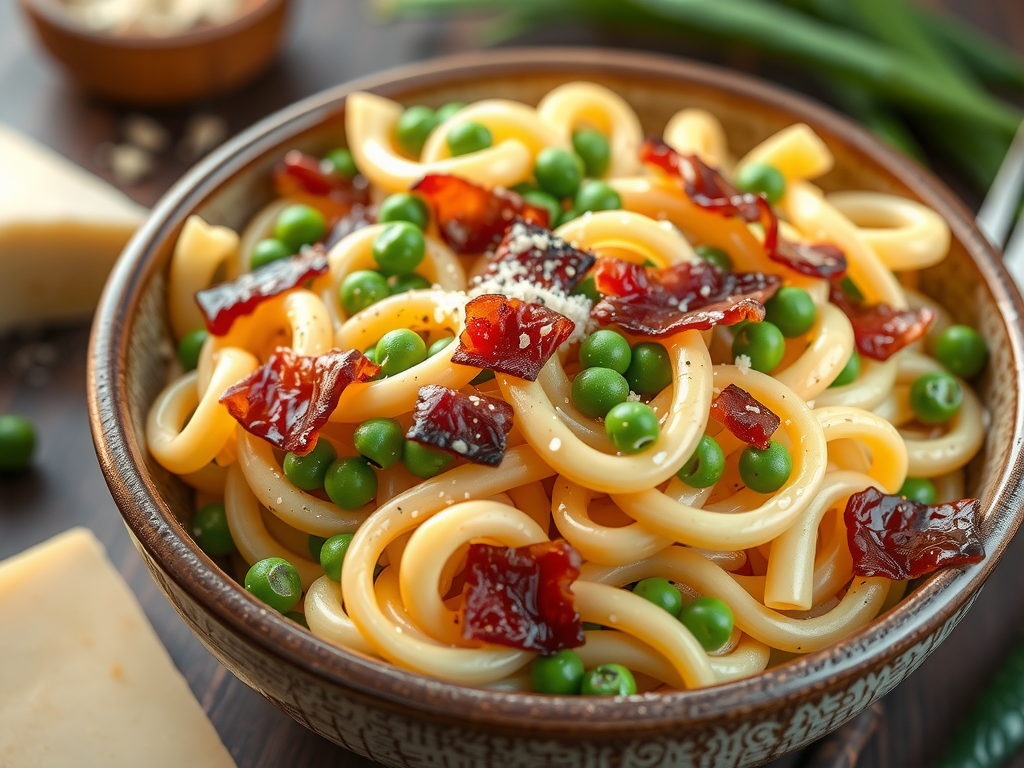 pasta with peas and bacon