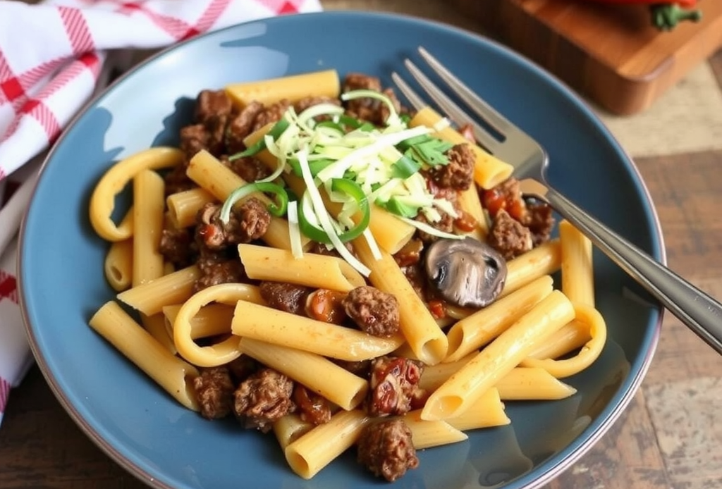 philly cheesesteak pasta recipe