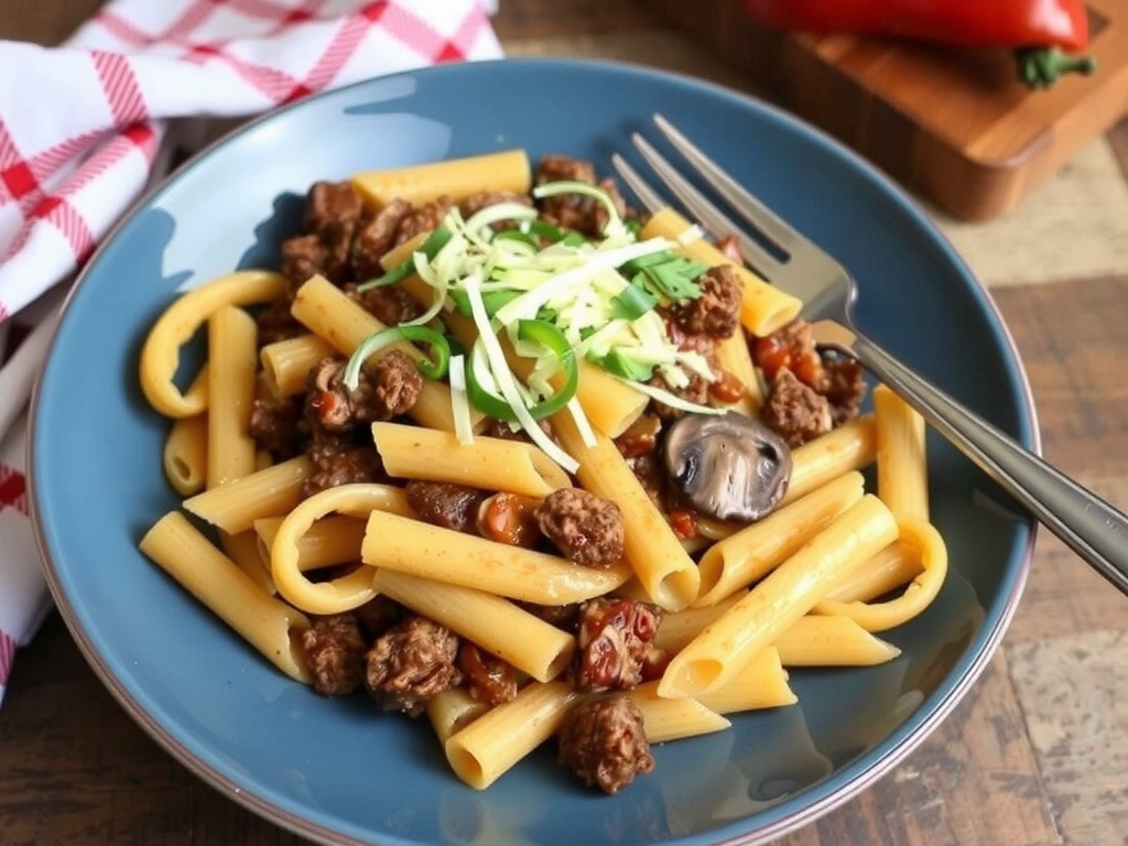 philly cheesesteak pasta recipe