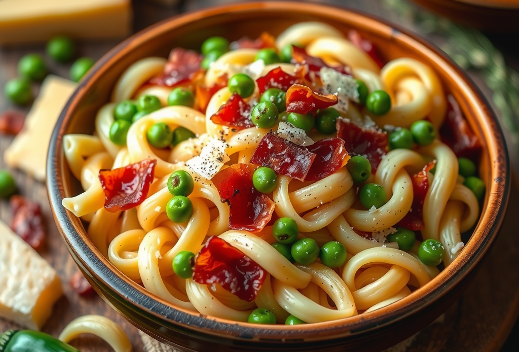 pasta with peas and bacon