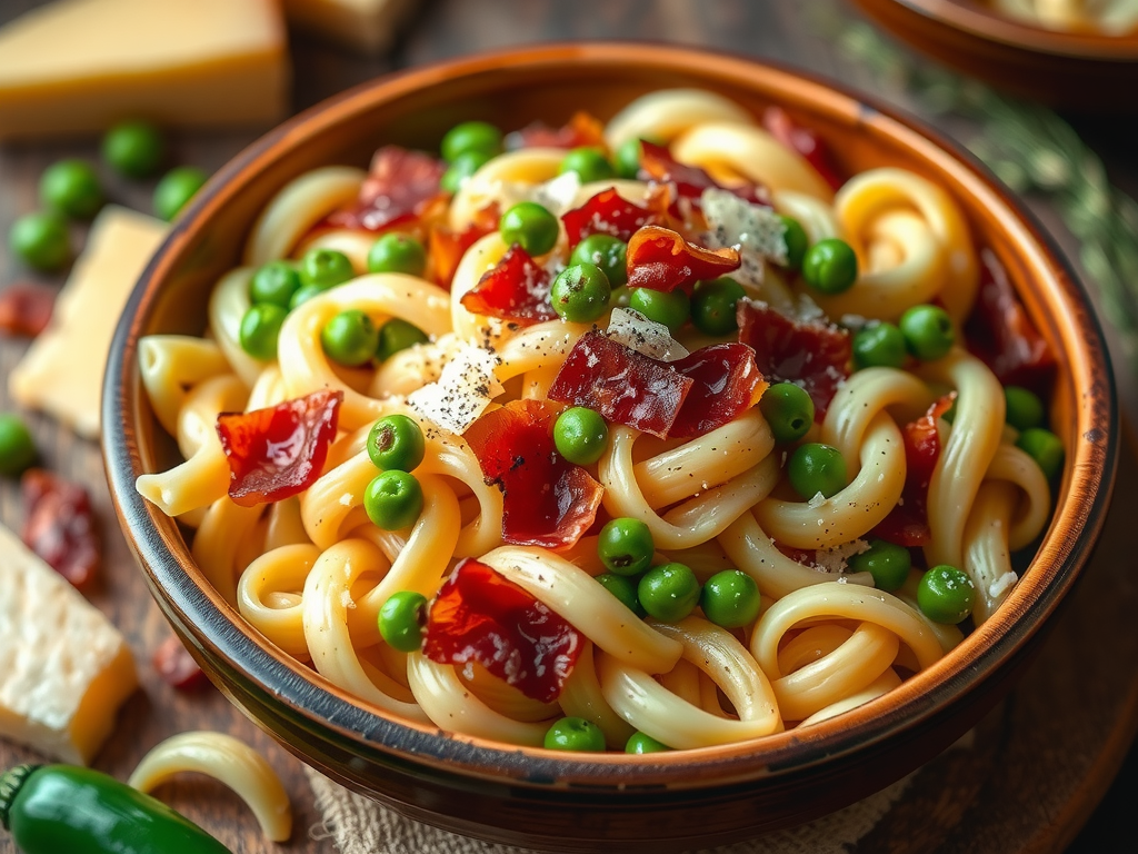 pasta with peas and bacon