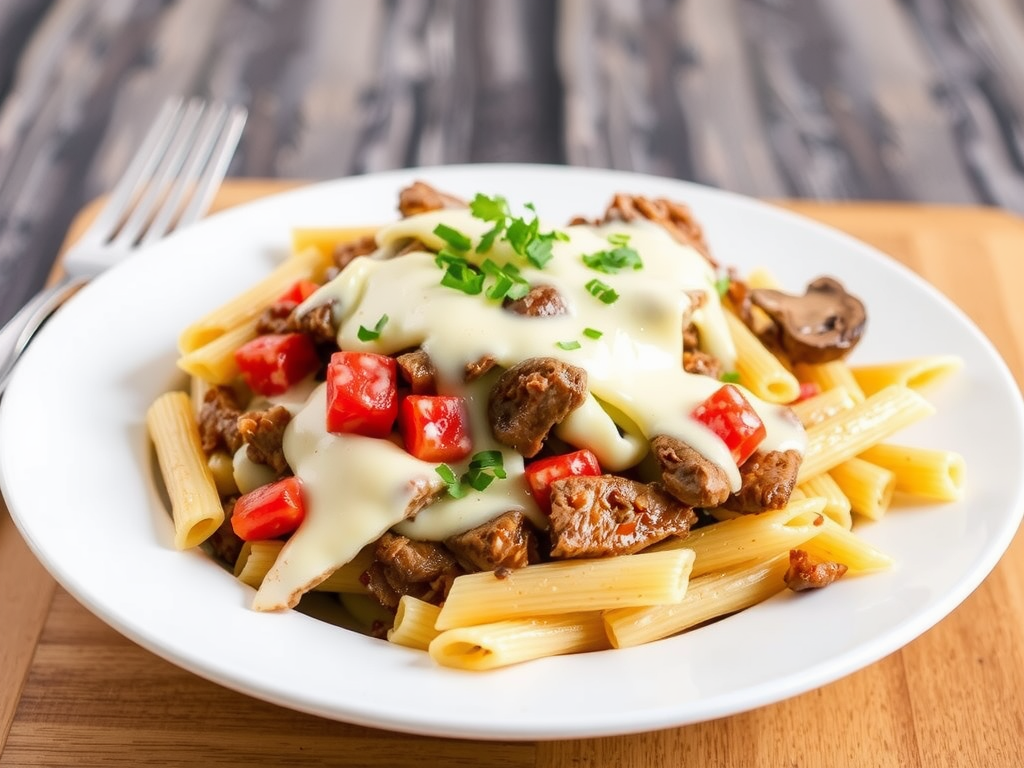 philly cheesesteak pasta recipe